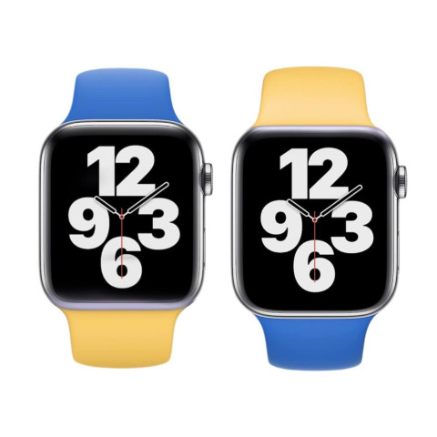 Патриотический ремешок на Apple watch 42/44/45mm Sport Band S/M Yellow / Capri blue Патриотический ремешок на Apple watch 42/44/45mm Sport Band S/M Yellow / Capri blue